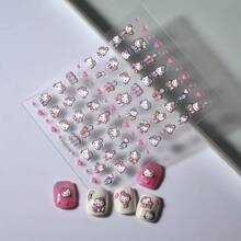 Sanrio Nuovi adesivi per unghie a forma di gattino carino, decalcomanie piatte per arte di unghie, adatte per tazze, telefoni, forniture scolastiche, back to school