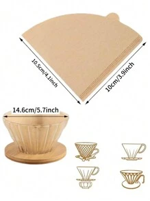 100pcs Coffee Filter Paper, V-Shaped Unbleached Natural Paper Filter, Disposable Pour Over Cone Coffee Filters, For Coffee Dripper And Coffee Maker - Beige - View 2