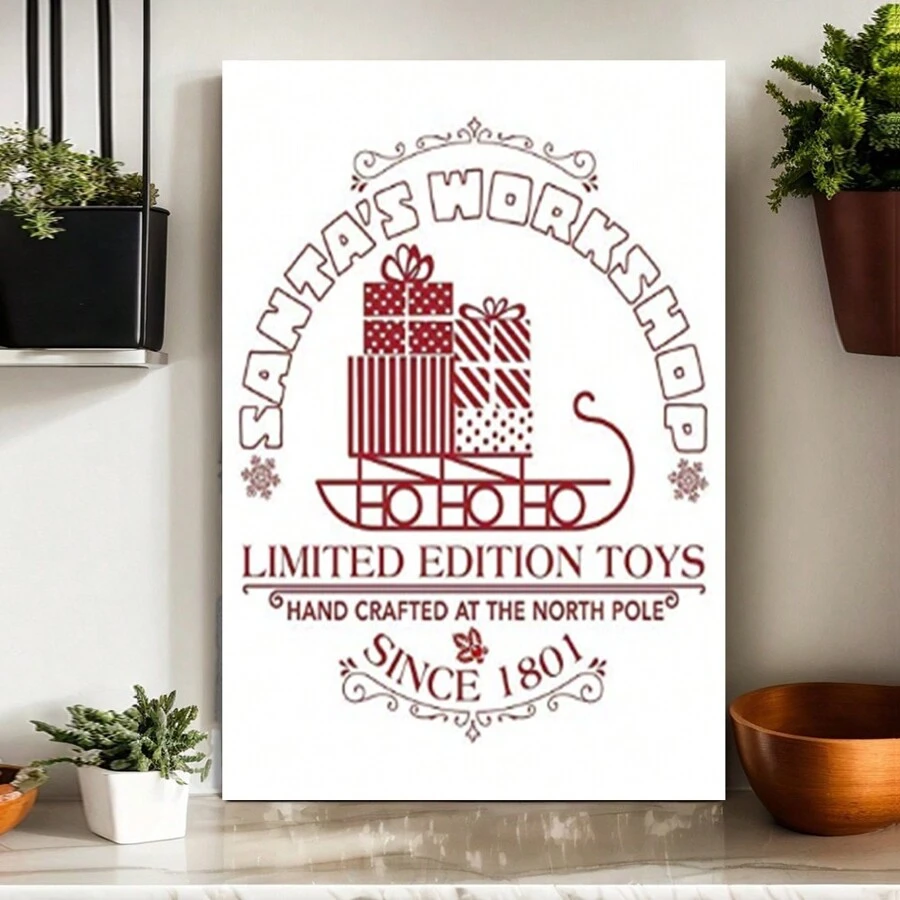 Framed Santa's Workshop Limited Edition Toys Print - Great Christmas Decoration, North Pole Toy Factory Art Decor, Modern Gifts For Christmas Holidays - Framed - View 1