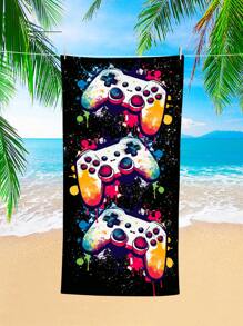 1pc Video Game Controller Tie Dye Beach Towel, Super Soft Absorbent Oversized Beach Blanket, Suitable For Travel, Swim Pool, Diving, Surfing, Yoga, Camping, Available In Adult And Kid Sizes, Beach Accessory Summer Travel, Vacation Holiday Beach Essentials