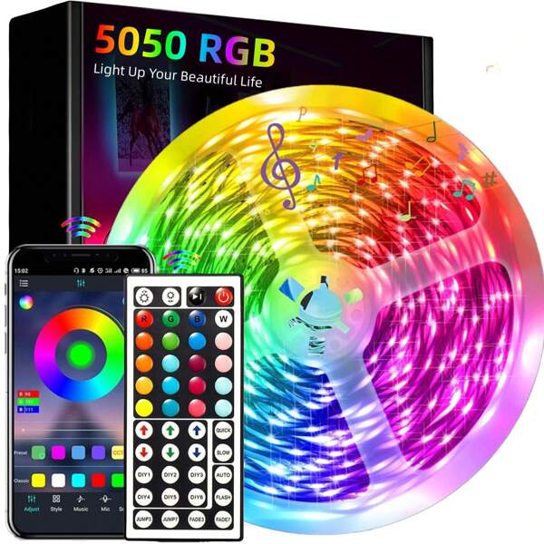 1 set Ruban lumineux LED 5050 RVB DIY, Ruban LED flexible 5V USB, Ruban de diode, Télécommande musicale et contrôle par application pour l'éclairage arrière de télévision et la décoration de la pièce avec des bandes lumineuses