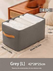 4pcs Large Capacity Clothing Storage Box With Non Woven Fabric Basket And Steel Frame, Foldable And Suitable For Wardrobe Organization Decorations Decor Festival Decor Room Decor Home Decor Decor Bedroom Decor - Multicolor - View 4
