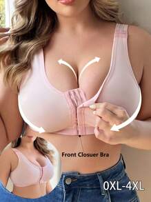 Plus Size Comfortable Wireless Front Closure Bra