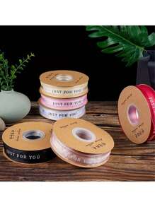 40 Yards/Roll "Just For You" English Text Tulle Ribbon, Multicolor Silk Organza Ribbon For Gift Packaging, Cake Decoration, Florist Supplies, Floral Bouquet Wrapping