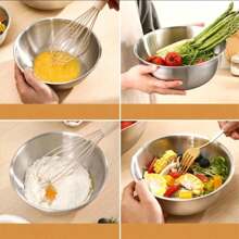 Der 4-teilige Set Edelstahl 304 Rührschüsseln mit Markierungen, rostfrei, einfach zu reinigen und stapelbar, ist eine hervorragende Wahl für Kochen, Backen und Zubereiten von Gerichten in der Küche.