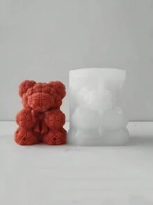 1 件全新情人节 3D 玫瑰花蝴蝶结熊形创意礼物、DIY 节日装饰饰品工艺品、可爱动物香薰蜡烛硅胶模具 - 白色 - 查看 7