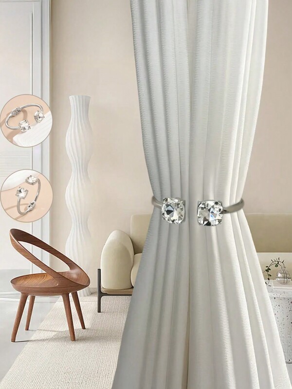1pc High-Grade Simple Curtain Buckle Inlaid With Rhinestone Metal Bedroom Living Room Soft Decoration Curtain Tie, Home Decor, Metal Bedroom/Living Room Curtain Tie Back Accessory, Mother's Day, Gift For My Mother Gifts Birthday Graduation