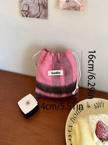 Woolen Storage Bag Small Cloth Bag Lipstick Bag Portable Cosmetic Bag Female Storage Cosmetics Drawstring Bag - Multicolor - View 6