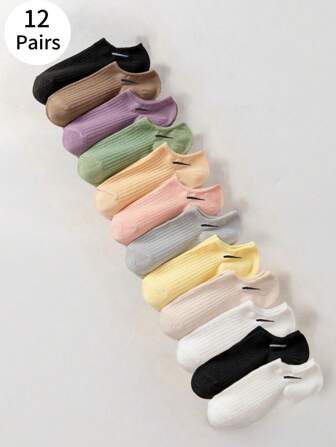 12 pares de calcetines esenciales tipo Joker para mujer, con estilo sencillo y llamativo, cómodos y agradables a la piel, transpirables, absorbentes de sudor y desodorantes, calcetines unisex.