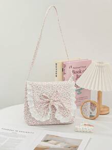 1 Piece Ditsy Floral Crossbody Shoulder Bag Minimalist Versatile Crossbody Bag Cute Shoulder Bag Quilted Shoulder Handbag Top Fla Square Bag Quilted Crossbody Purse Suitable For Women's Daily Use Such As Dating, Travel, Work, Leisure Vacation, Etc Square Flap Handbags For Teen Girls Women College Students,Rookies & White-Collar Workers Perfect For Office,College,Work ,Business,Commute,Outdoors, Travel, Outings - Pink - View 2