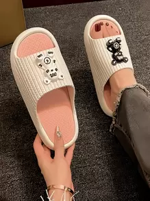 Schattige pantoffels in de vorm van een beer voor dames, dikke zool, antislip pantoffels voor in huis, zomer