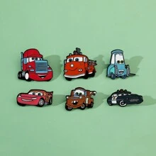 Disney 1/6 Pcs Anime Carros Broche Criativo Mater Esmalte Pin Metal Emblema Jóias Roupas Mochila Acessórios