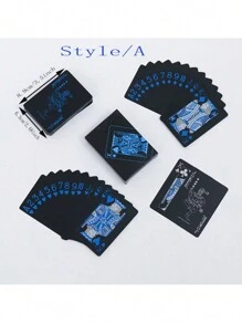 1 Set Of 54pcs Waterproof Playing Cards - Black Waterproof Plastic Playing Cards With Foil Coating - Ideal For Magic, Gambling, Collectors, Valentine's Day/New Year Gifts, Adult Party Games, Holiday Gifts