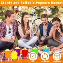 12pcs Popcorn Boxes Mini Paper Popcorn Bags Cardboard Disposable Popcorn Container, Snack Candy Popcorn Holder For Carnival Party Supplies, For Birthday Party Wedding Movie Night Tableware Supplies(Black,White,Blue,Yellow,Green,Red,Pink)
