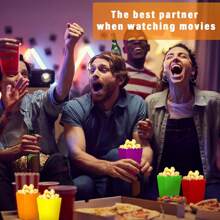 12pcs Popcorn Boxes Mini Paper Popcorn Bags Cardboard Disposable Popcorn Container, Snack Candy Popcorn Holder For Carnival Party Supplies, For Birthday Party Wedding Movie Night Tableware Supplies(Black,White,Blue,Yellow,Green,Red,Pink)