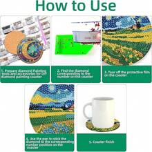 8pcs/Set DIY Diamond Painting Coasters, Sunflower Pattern Drink Coasters With Holder, Non-Slip, Handmade Gift, Mosaic Craft