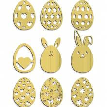 9pcs Easter Bunny & Egg Acrylic Mirror Stickers "Happy Easter" 3D Holiday Wall Decor Birthday - Multicolor - View 11