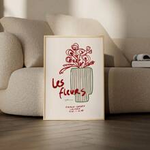 1 幅带框/无框波西米亚植物花瓶复古海报美学中世纪线条画抽象花卉艺术画复古帆布印刷简约墙画适用于宿舍、公寓、客厅、卧室、办公室、现代家居装饰 - 彩色 - 查看 1