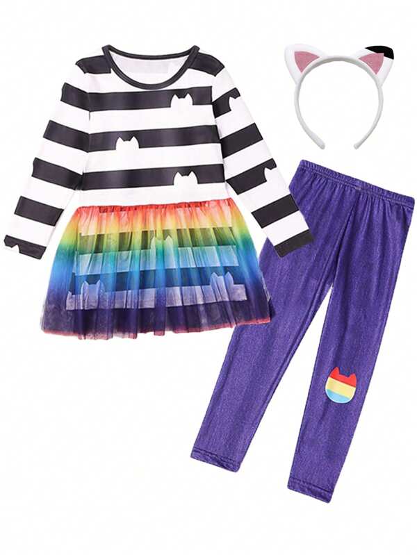 Toddler Girls Birthday Party Halloween Carnival Costume Cosplay Dress +Pants 2pcs Outfit Set