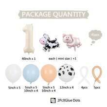 41Pcs Pig And Cow Printed Balloon 1-9 Birthday Decorations, Birthday Aluminum Film Latex Balloon Farm Theme 1-9 Birthday Decorations, Birthday Party Supplies