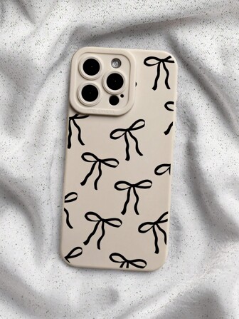 Simple Bowknot Pattern  Liquid Silicone Mobile Phone Case Full-Body Protection Shockproof Anti-Fall TPU Soft Rubber Case Compatible With Ihone
