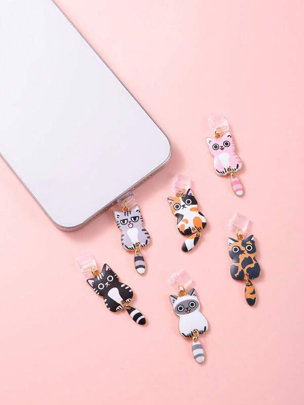 1 件逼真的猫尾巴可移动合金防尘塞装饰适用于 、Android、Type-C 手机端口