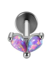 1PC Stainless Steel Opal Flower Ear Tragus Cartilage Piercing Five Prong Opal Cz Crown Labret Ring Lobe Earrings Helix Piercing