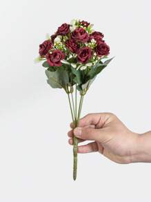 1 件人造玫瑰花束婚礼装饰、家居、餐厅、卧室、花瓶装饰、节日生日派对配件、婚礼场景布景装饰、鲜花、情人节礼物、新年 DIY 材料 - 紅色 - 查看 6