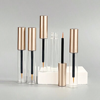 1/5/10pcs Rose Gold Refillable Makeup Vials, 5ml Clear Empty Eyeliner Bottles With Funnel, Portable Mascara Containers,Makeup,Cheap,Room Decor,Vanity,Travel,Bedroom,Makeup Accessories