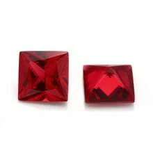 One 100% Lab Grown Ruby Princess Cut Gemstone For Charms Advanced Jewelry Making Materials DIY - Red - View 2