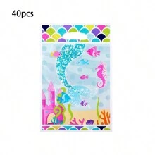 10pcs/40pcs/60pcs Blue Ocean Mermaid Tail Favor Bags, Mermaid Theme Party Decorations, Candy Snack Gift Bags For Wedding, Valentine's Day, Birthday Party,Birthday Gifts For Men,Valentine Box,Men Gift Box,Gift For Man,Gift Bags Bulk,Blue Gift Bag,Valentines,Valentine Day,Valentines Gifts
