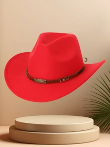 1 szt. Jednolity kolor metaliczny nit kontrastowy kolor kokarda kowbojski kapelusz zachodni unisex na podróże swobodny festiwal jazzowy kapelusz, odpowiedni do codziennego użytku - Wielokolorowe - Zobacz 18