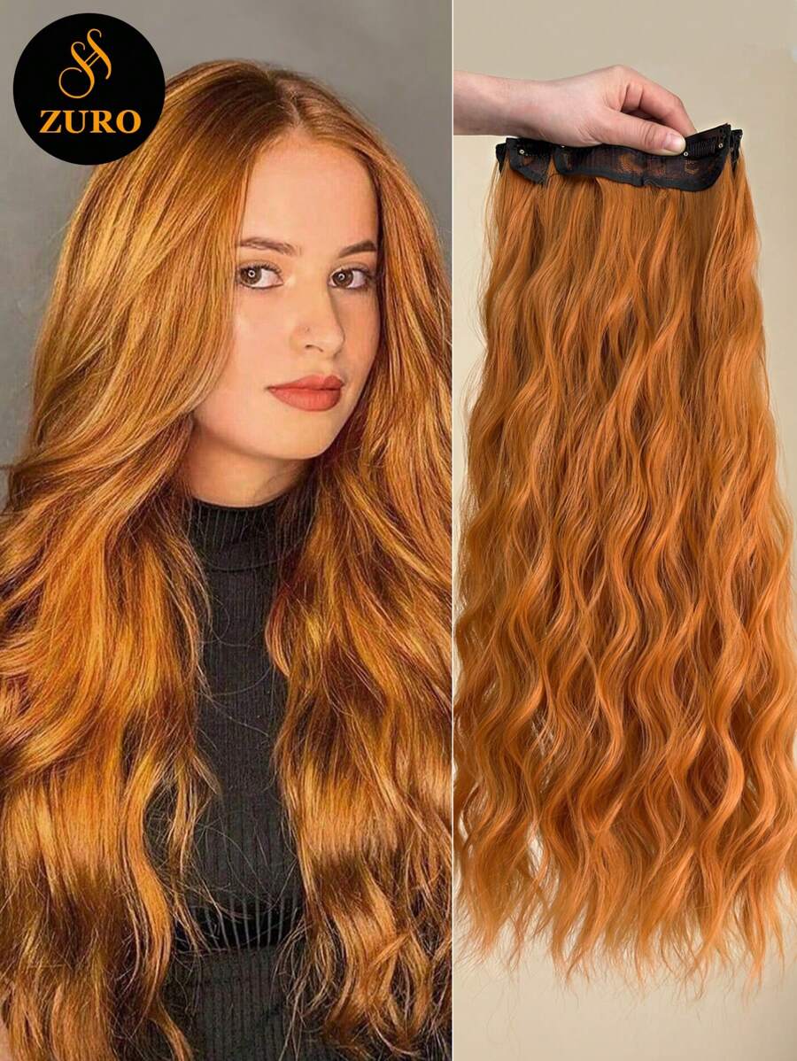 七夾片24英寸長瀑布式合成纖維女性全頭插片式髮片