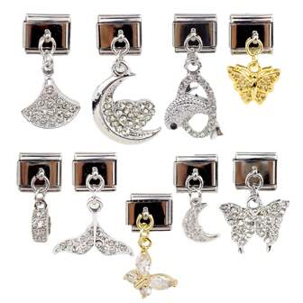 Diamond Butterfly Moon Fairy Charm Pendant