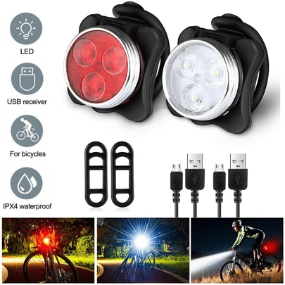 NetHong Bike Light Set, Super Bright USB Rechargeable Bicycle Lights,Waterproof Mountain