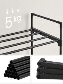 SONGMICS 3-Tier Shoe Rack, Shoe Storage Organiser, Metal Storage Rack, Fits 12 To 15 Pairs Of Shoes, Stackable Shoe Shelf, For Hallway, Living Room, Bedroom, Cloakroom, 30 X 92 X 54 Cm, Black