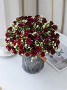 1 件人造玫瑰花束婚礼装饰、家居、餐厅、卧室、花瓶装饰、节日生日派对配件、婚礼场景布景装饰、鲜花、情人节礼物、新年 DIY 材料 - 紅色 - 查看 2