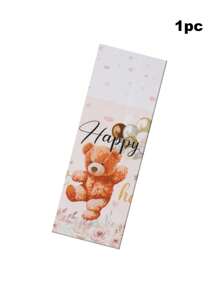 3pcs, 108*180cm/42.5*70.8in Disposable Party Tablecloth With Teddy Bear Design, Suitable For Various Theme Parties And Daily Use (Can Be Hung As Backdrop To Enhance Holiday Atmosphere)