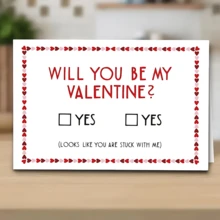 1Pc Charming "Will You Be My Valentine?" Greeting Card - Perfect For Anniversaries And Special Occasions, Unique Love Note In Heart Shape Design, Anniversary Card - Multicolor - View 2