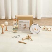 Infant & Toddler Musical Cognitive Stimulating Toy Set - Squirrel Printed Wooden Music Toy, Sensory Training, Coordination Development, Gentle Colors, Suitable For Boys And Girls