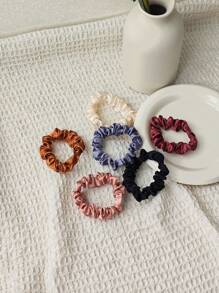 Set da 6 scrunchies in tessuto tinta unita, accessori per capelli semplici, casual e carini per code di cavallo, chignon, acconciature per capelli corti, elastici per capelli, accessori per capelli, fermacode, fasce elastiche per capelli