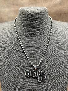 1 件时尚复古西式串珠宝石吊坠项链，适合女士和女孩搭配日常服装、派对配饰、珠宝，是送给家人、朋友或自己的完美礼物 - 西部牛仔風格 - 查看 16