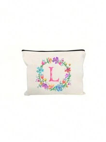 Personalized English Initials Cosmetic Bag,Chic Watercolor Floral Makeup Bag, Simple Zipper Beauty Bag, Versatile Toiletry Wash Bag For Girls Women,Portable, Lightweight & Fade-Resistant ,Travel Toiletry Bag-Pen Bag-Gift Bag, The Best Gift For Mothers, Daughters, Best Friends, Teachers And Friends, Birthdays Gifts,Must-Have Items For Graduation Season, Wedding Season And Other Festivals - Ideal Bridesmaid & Travel Gift - White - View 16