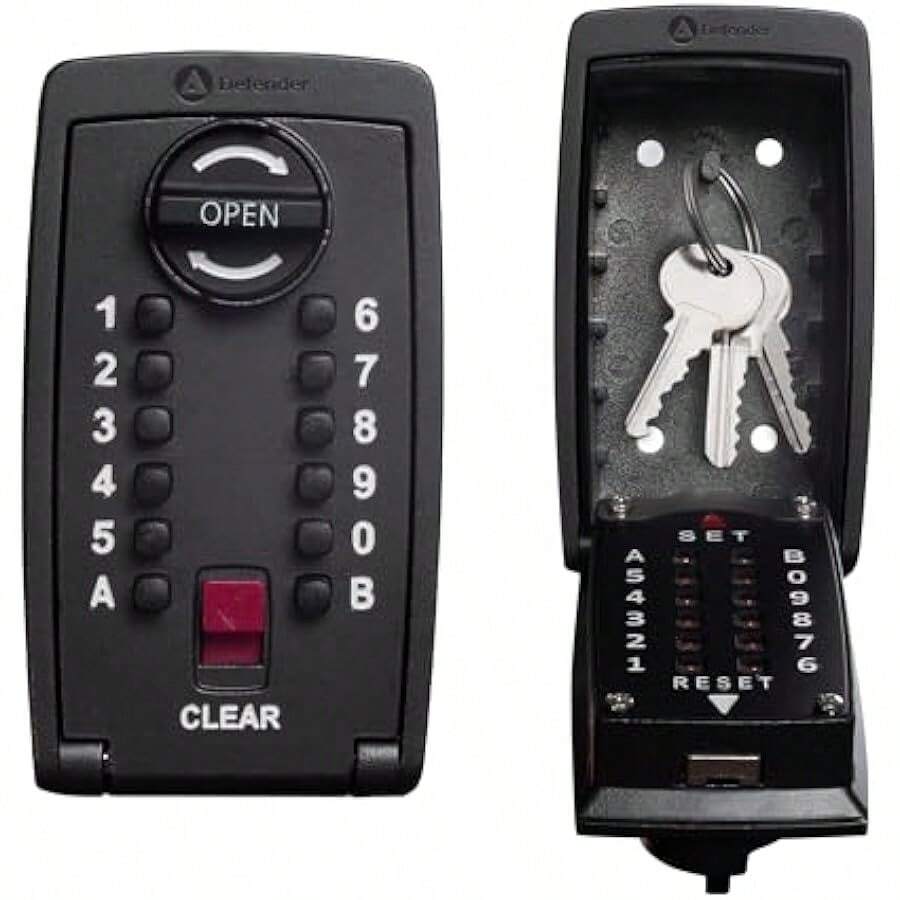 Defender Pro-TEC Key Safe Police Preferred Specification - Wall Mounted Outdoor Key Lock Box - Push Button Combination Key Cabinet Waterproof Cover - as pic - View 1