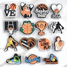 15PCS/SET Basketball Theme Shoe Charms Trophies Basketballs Sneakers Patterns Shoe Accessories Holiday Gifts