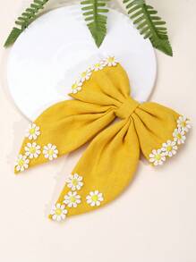 1 件装雏菊水手发饰，适合女士女孩，黄色织物雏菊蝴蝶结鳄鱼夹，带尾巴，优雅的蝴蝶结发夹，可爱雏菊度假蝴蝶结发夹，节日礼物，蝴蝶结发夹，女士发饰，爪夹，学校用品 - 黃色 - 查看 6