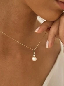 Colar de pérolas de prata esterlina S925 com diamante, colar de noiva, colar de casamento, colar de mãe, presente de dia das mães, presente de madrinha