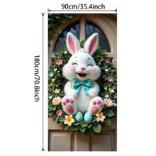 Cenefa de puerta de Pascua - Estandarte colgante de seda, apto para decoración de fiestas interiores y exteriores, guirnalda universal para fiestas, con lazo azul, decoración multiusos para habitación y jardín, sin necesidad de electricidad - Verde militar - Ver 3