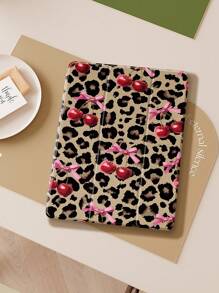 Leopard Spot & Cherry Pattern Protective Case Compatible With IPad 10th Gen, IPad Air 4/5 10.9-Inch, Built-In Pen Slot Compatible With Samsung Tab A8 10.5-Inch, Tab A7 Lite 8.7-Inch, Stylish Leather Cover, Suitable For Back To School, Valentine's Day, New Year Gifts