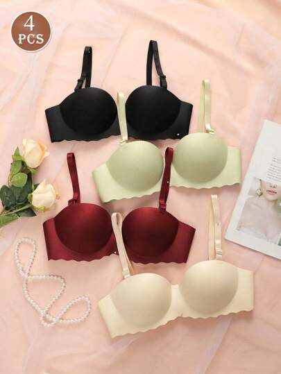 4PCS Underwear Seamless Bra Push Up Bras, With Small Breasts, Lingerie